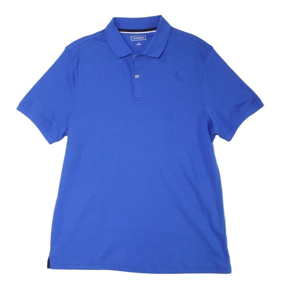 NWT Club Room Mens Soft Touch Interlock Short Sleeve Polo Shirt Blue XL